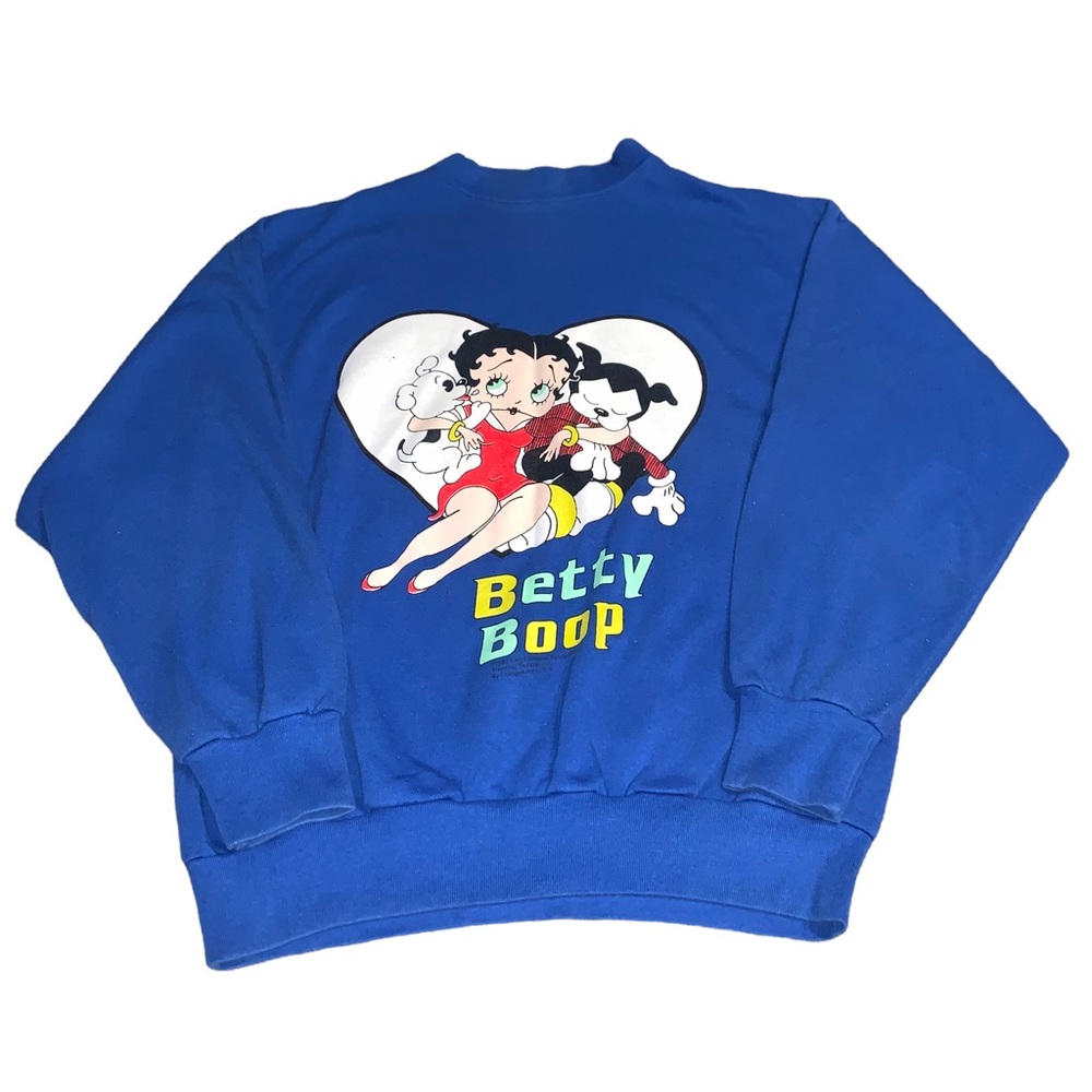Vintage 1993 Betty Boop Signal Sports Sweater Blue Bimbo